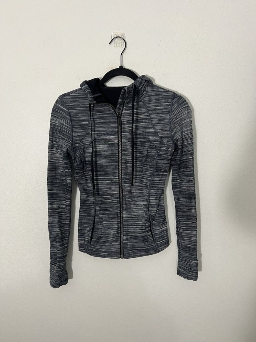 Lululemon Hooded Define Jacket Nulu Heathered Black White Women's Size 4
